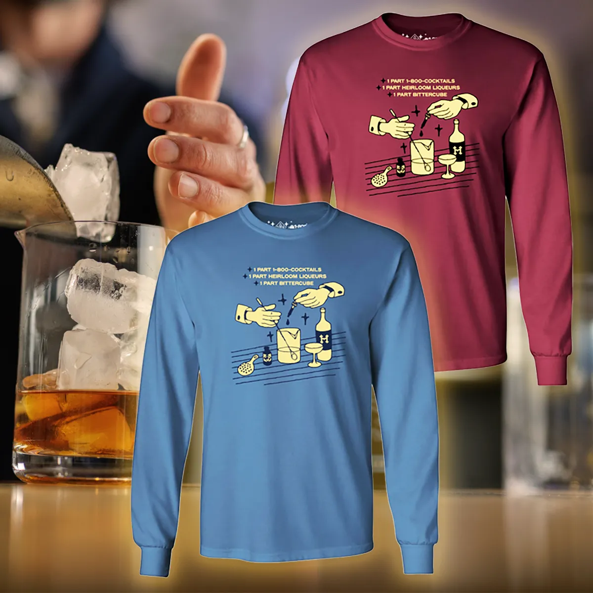 1-800-COCKTAILS x Heirloom Liqueurs x Bittercube Long-Sleeve T-Shirt