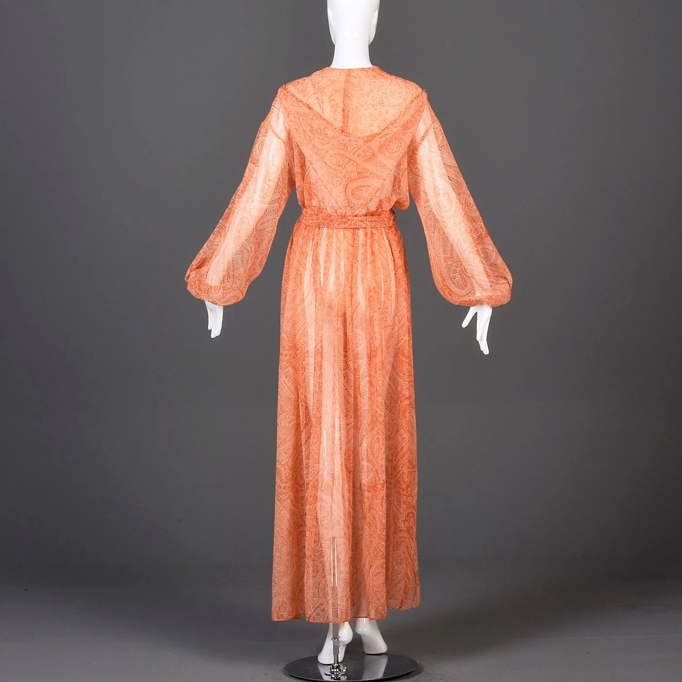 1970s Flowy Sheer Maxi Dress with Hood