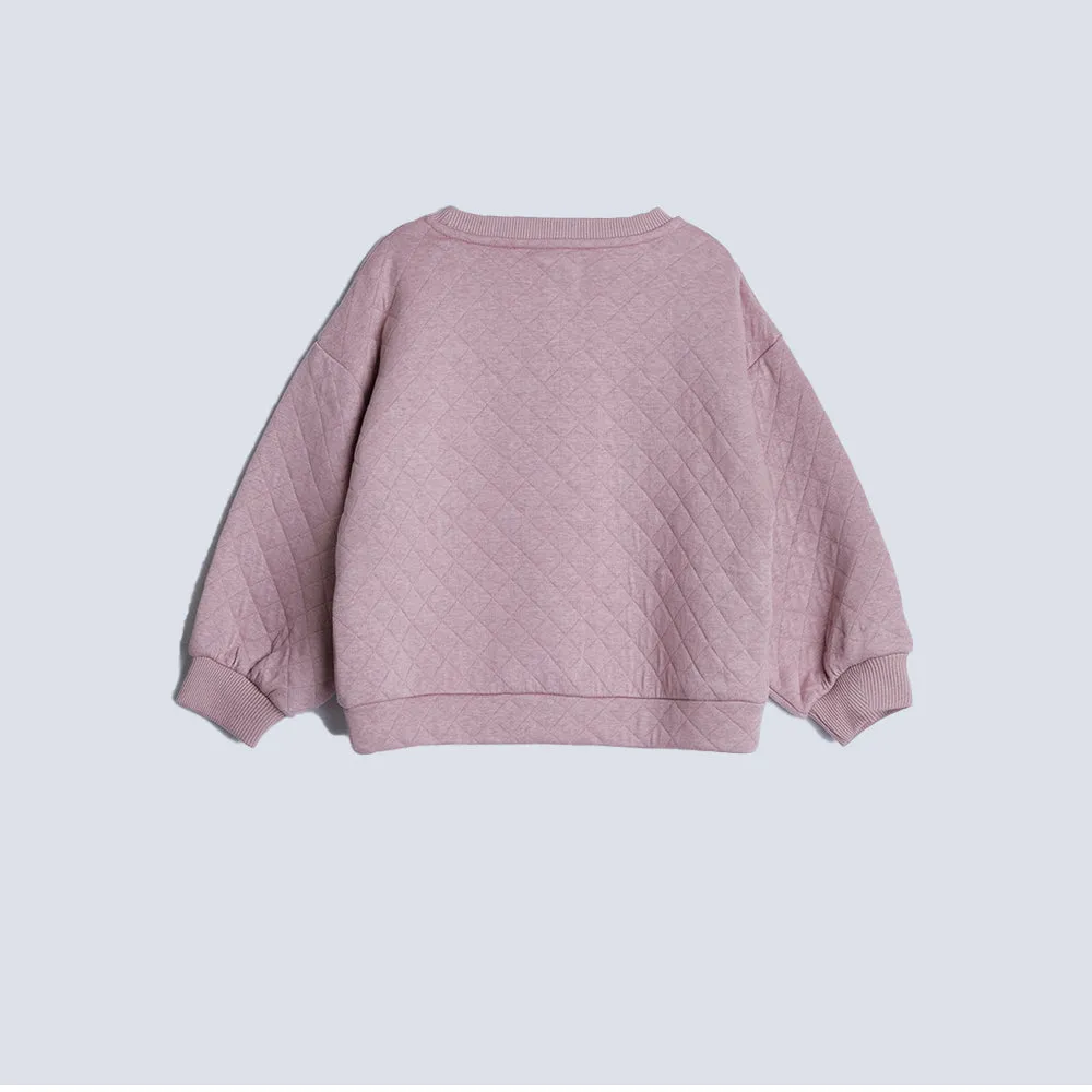 5.10.15 Quilted Warm Dull Tea Pink Sweatshirt & Trouser 2 piece set 13263