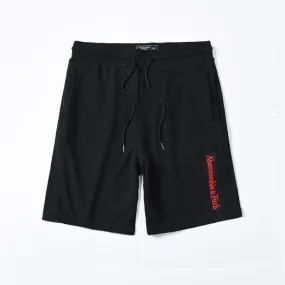 Abercrombie And Fitch Logo Embroidery Organic Cotton Shorts-Black