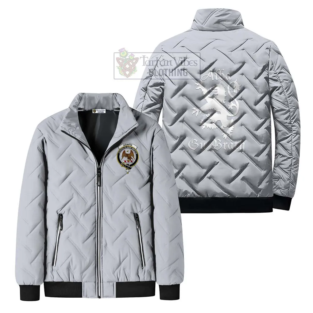 Agnew Family Crest Padded Cotton Jacket Lion Rampant Alba Gu Brath Style