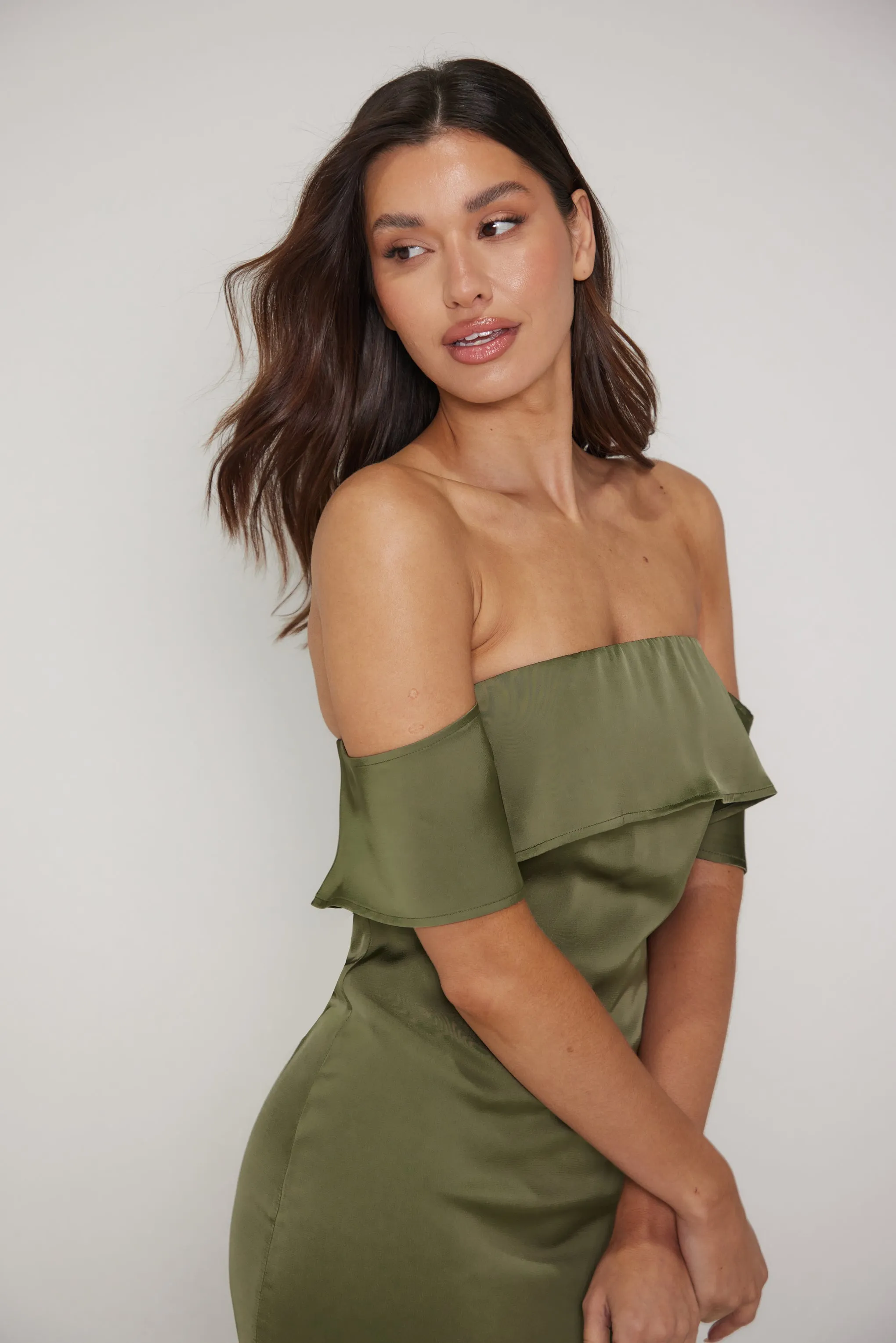 Aimee Bardot Maxi Dress - Olive