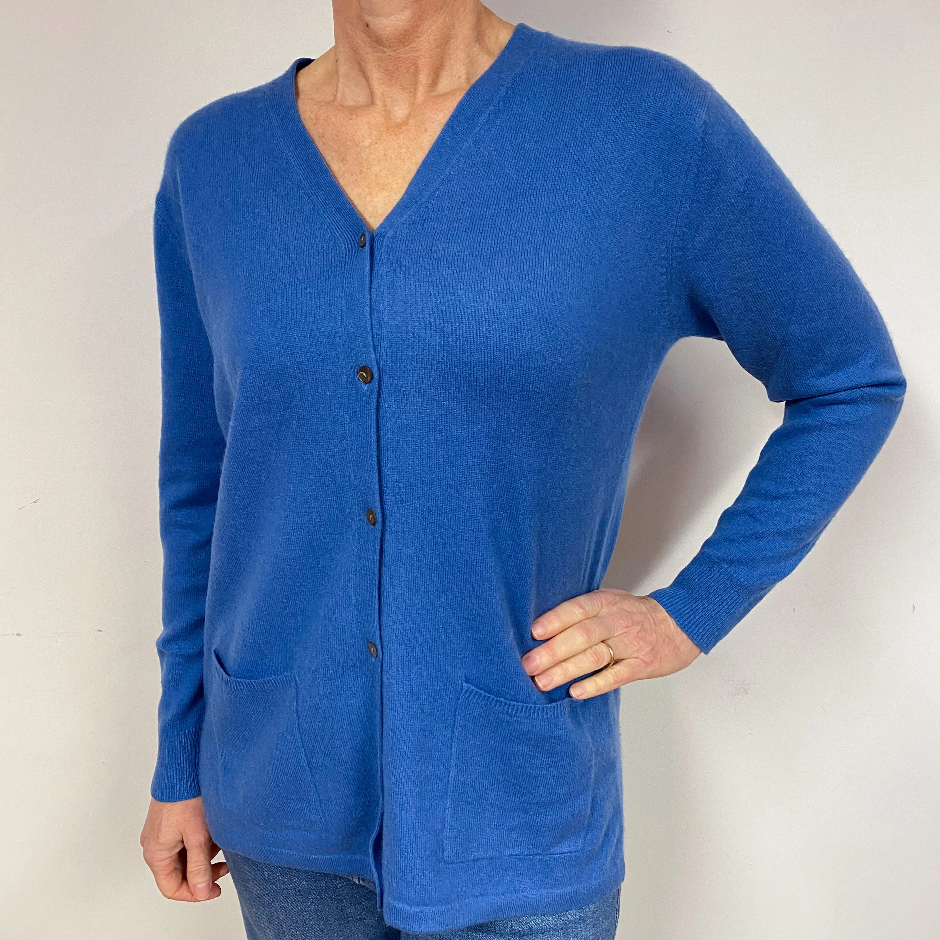 Air Force Blue Cashmere V-Neck Cardigan Medium