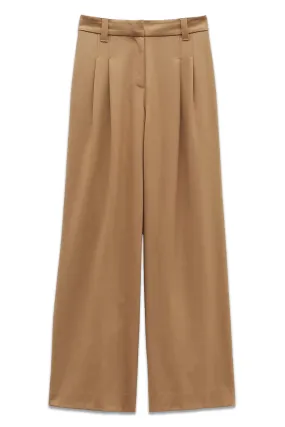 Aoife Wool Blend High Waist Trousers, Camel Brown