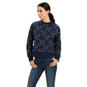 Ariat Ladies Contour Equine Crew Sweatshirt - Navy Eclipse