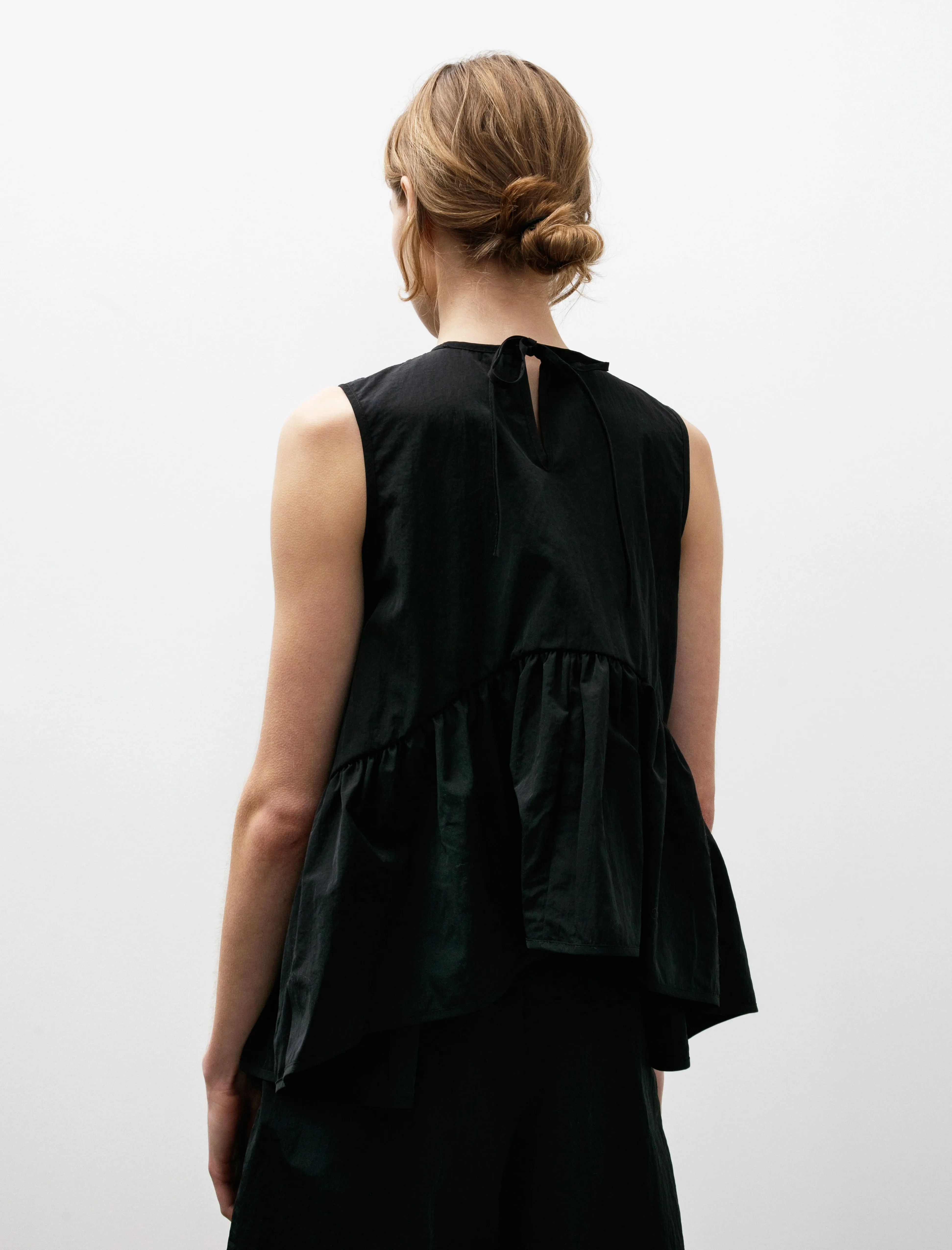 Asta Top with Ruffled Hem Black