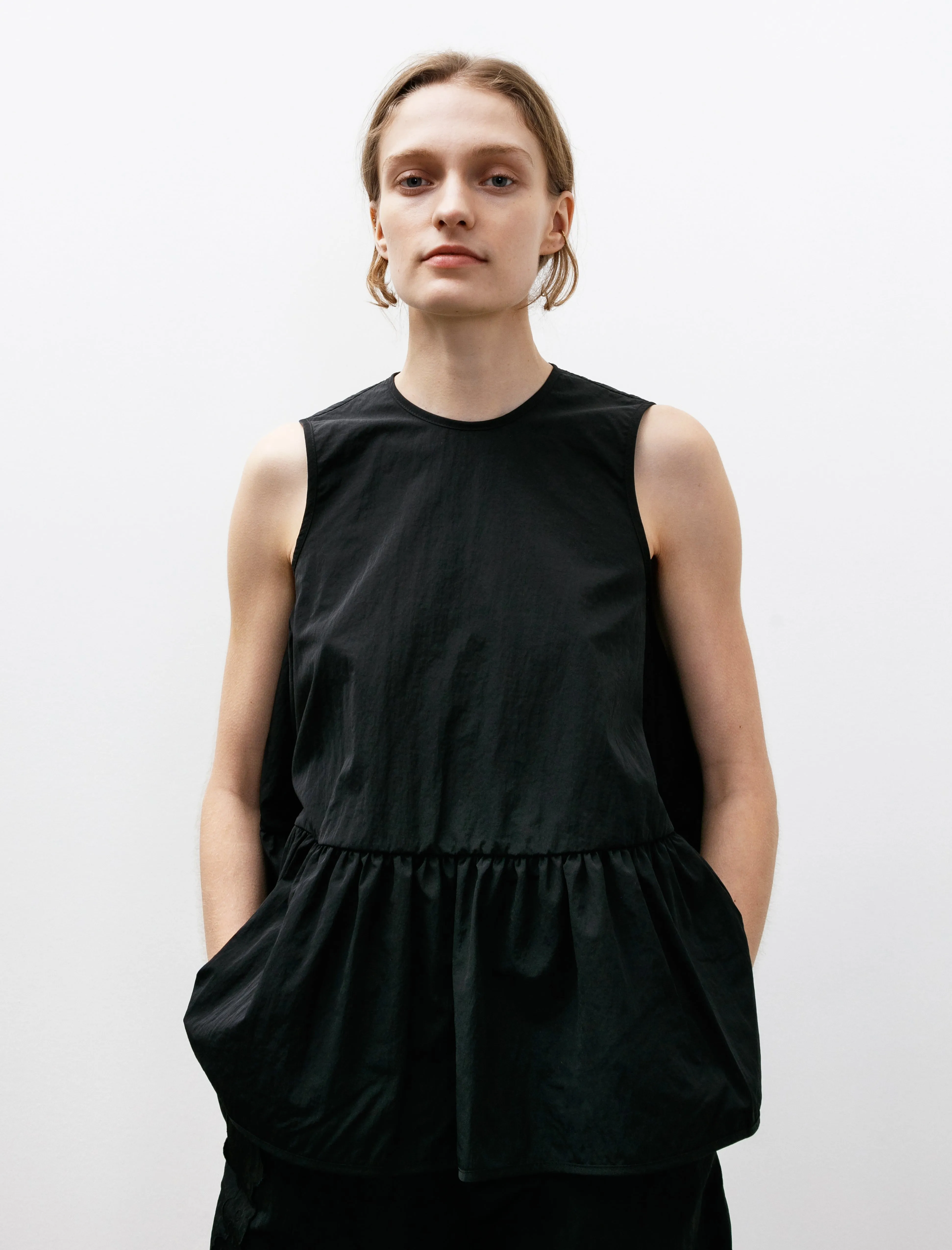 Asta Top with Ruffled Hem Black