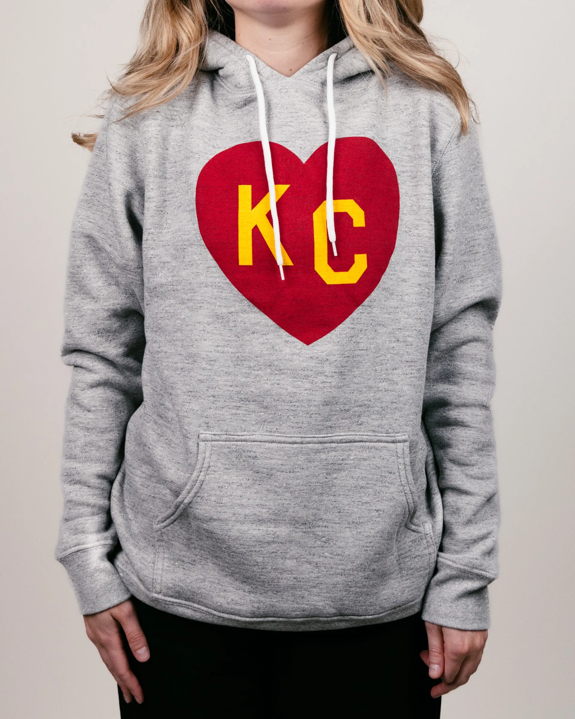 Athletic Grey & Red KC Heart Hoodie