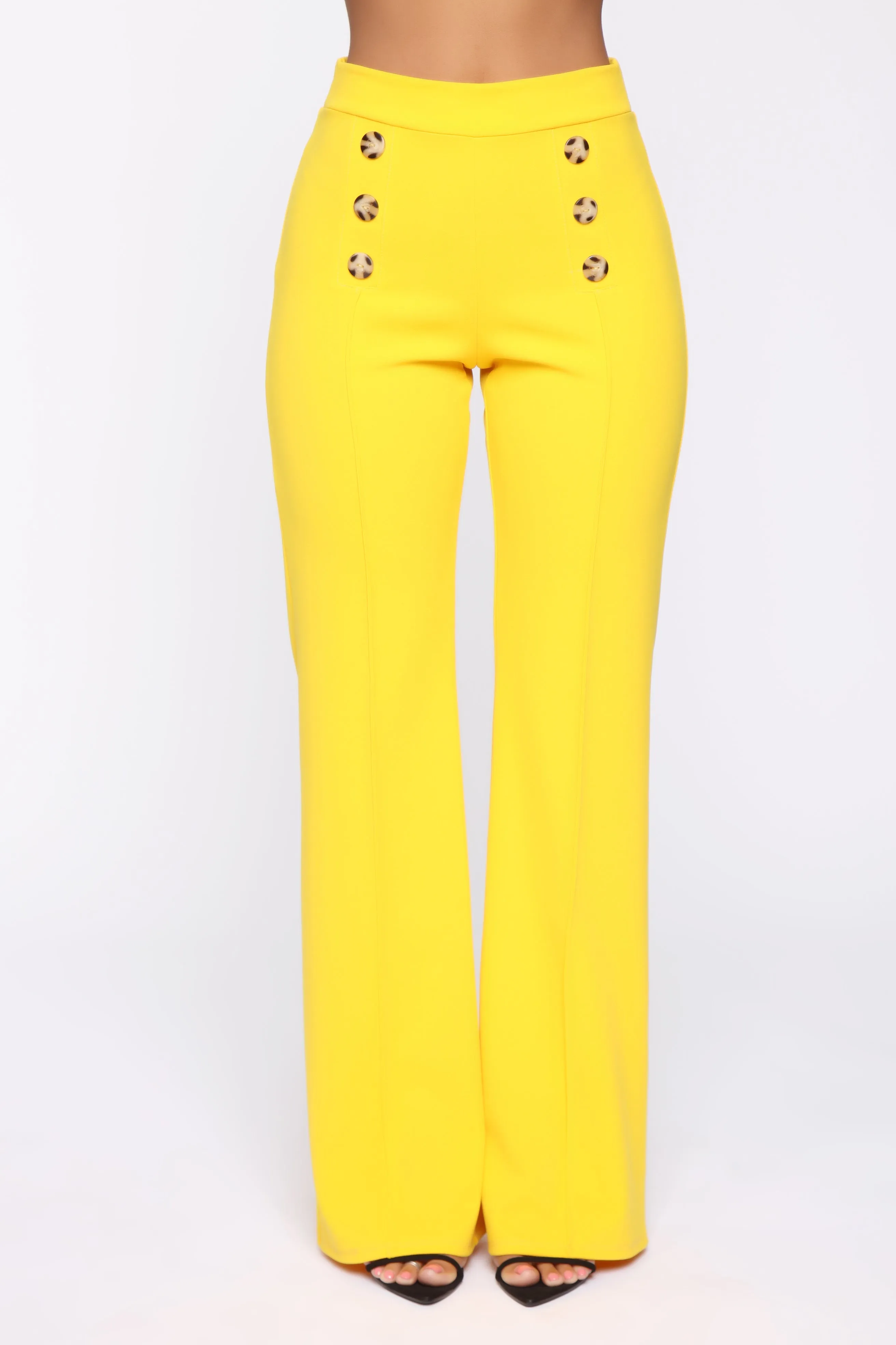 Bailey Button High Rise Pants - Yellow