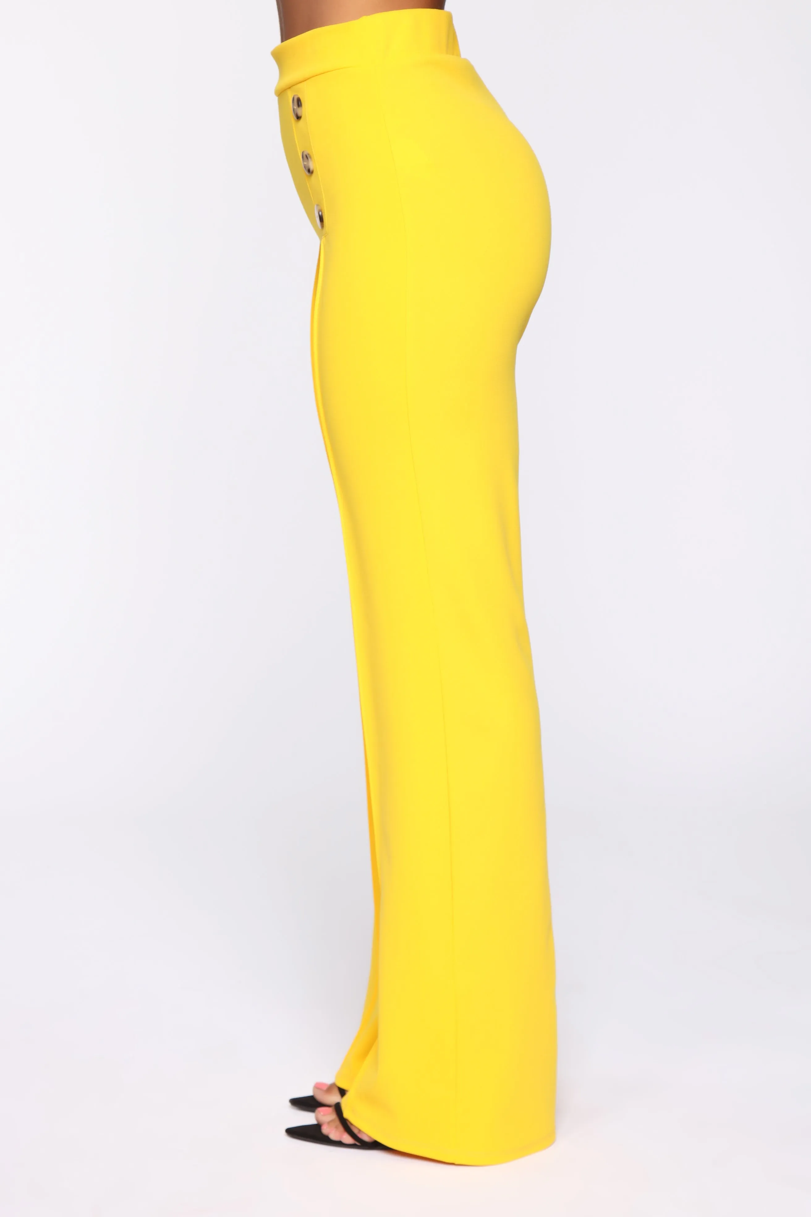 Bailey Button High Rise Pants - Yellow