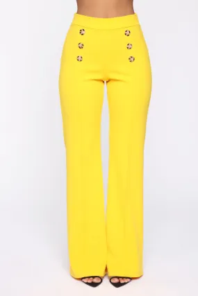 Bailey Button High Rise Pants - Yellow