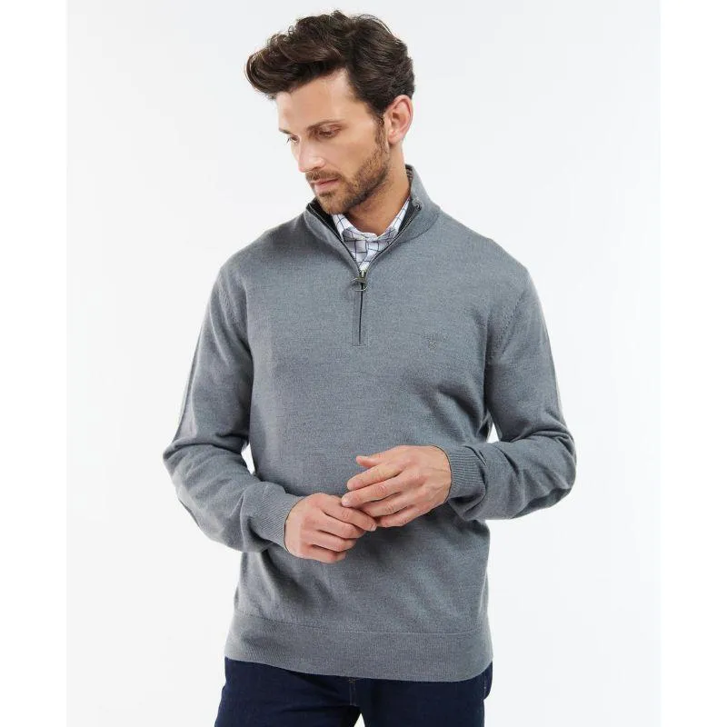 Barbour Loyton Merino Mens 1/4 Zip Jumper - Grey Marl