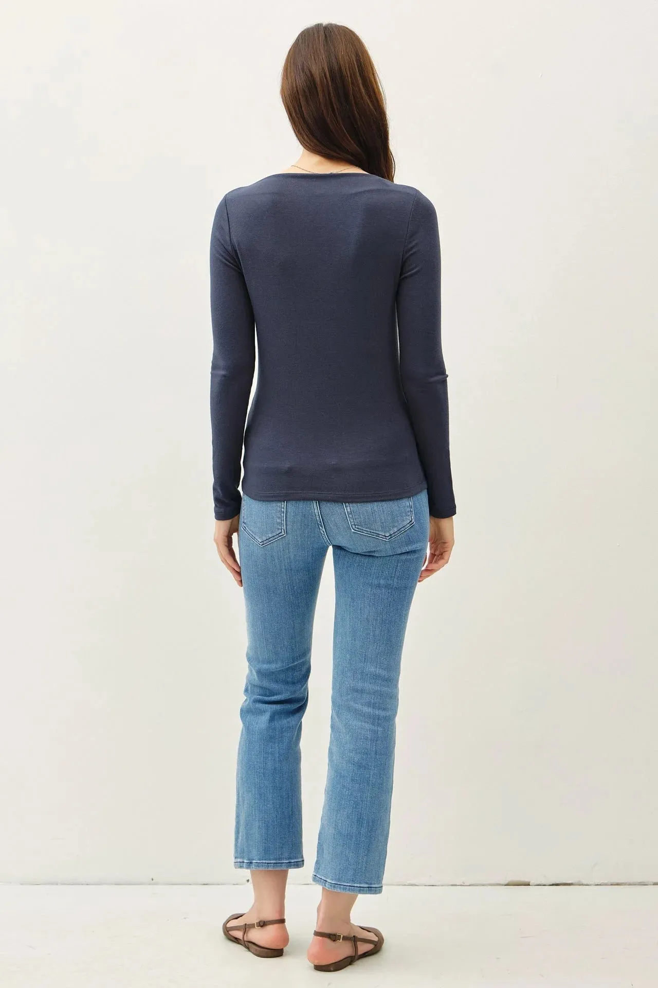 BASIC BOAT NECK LONG SLEEVE KNIT TOP