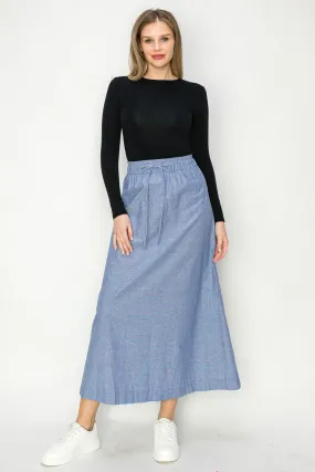 Batya Cotton Oxford Chambray Maxi Skirt With Draw String