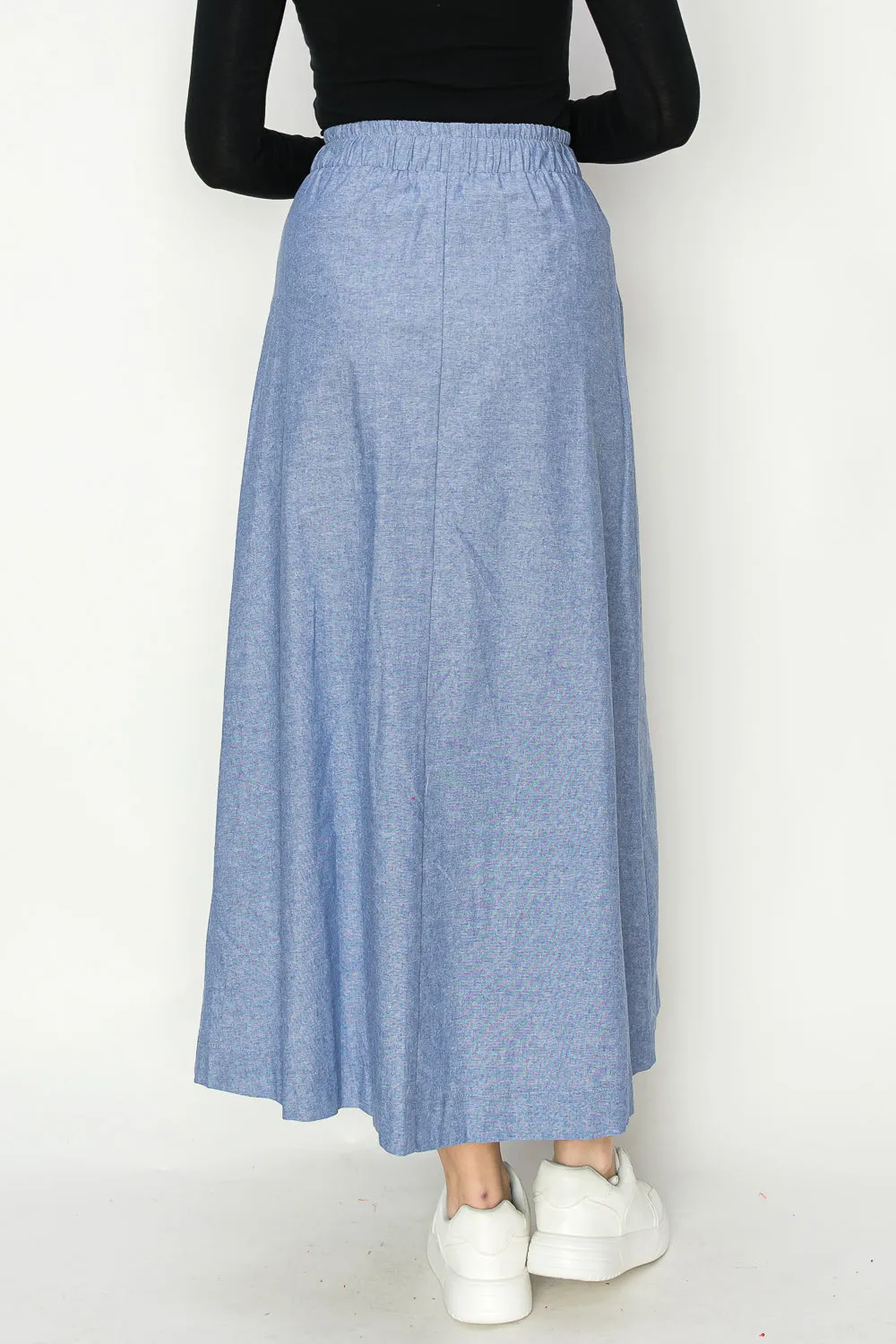 Batya Cotton Oxford Chambray Maxi Skirt With Draw String