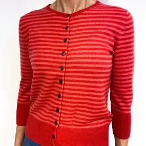 Berry Red And Bubblegum Pink Cashmere Cardigan Medium