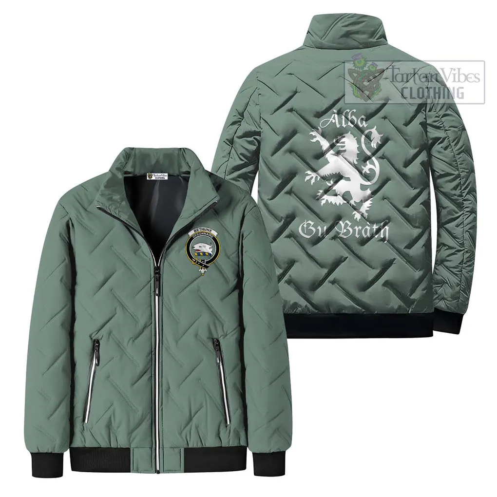 Bethune Family Crest Padded Cotton Jacket Lion Rampant Alba Gu Brath Style