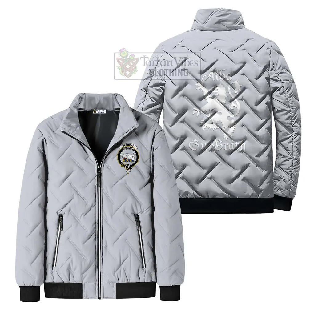 Bethune Family Crest Padded Cotton Jacket Lion Rampant Alba Gu Brath Style