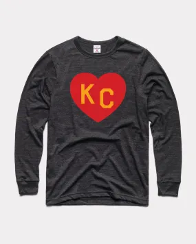 Black & Red Arrowhead KC Heart Vintage Long Sleeve T-Shirt