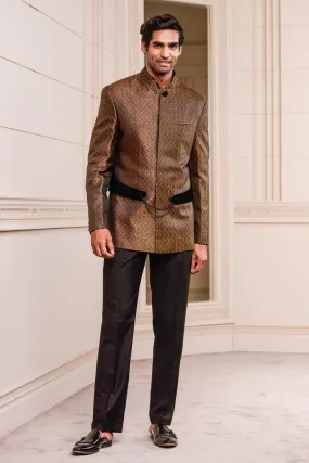 Black Brocade Bandhgala