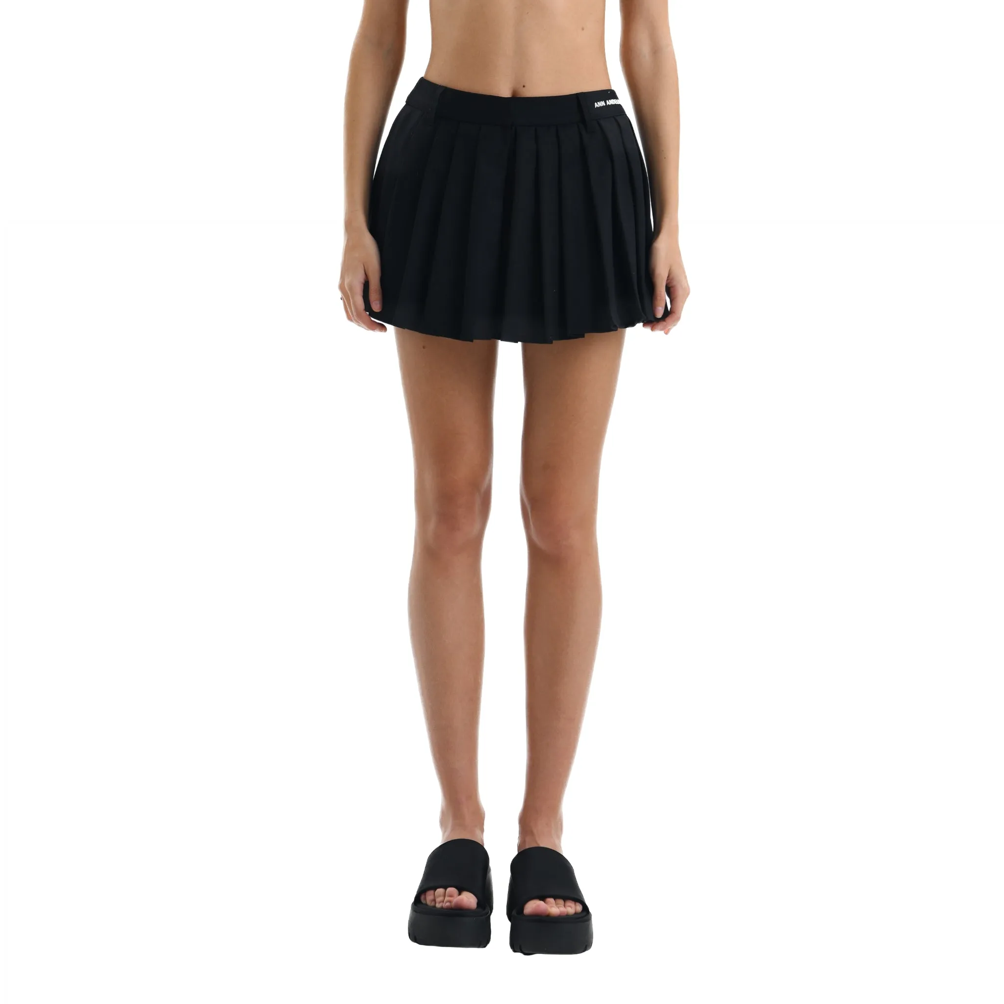 Black Pleated Short Skirt