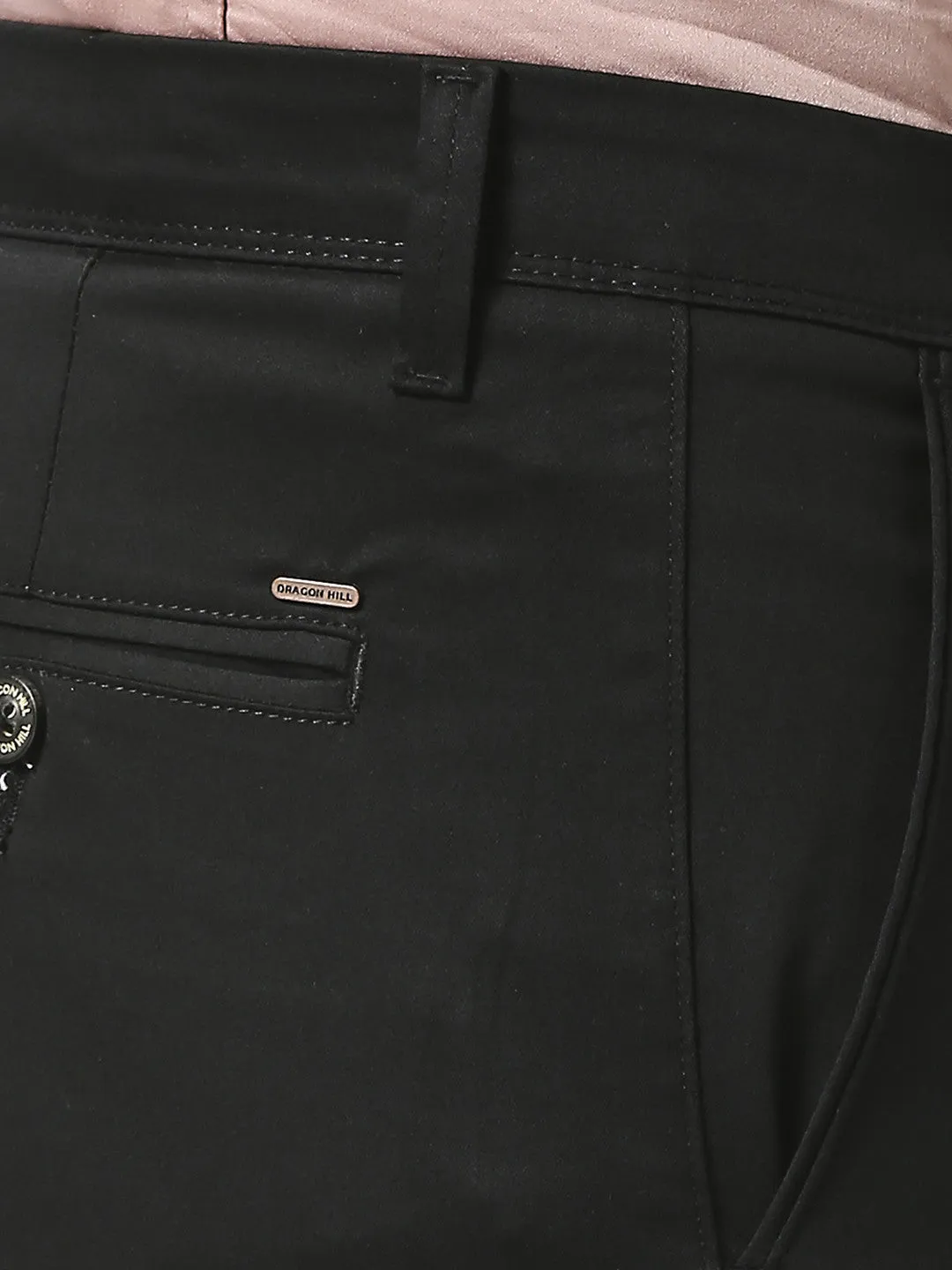 Black Slim Tapered Cotton Stretch Trouser