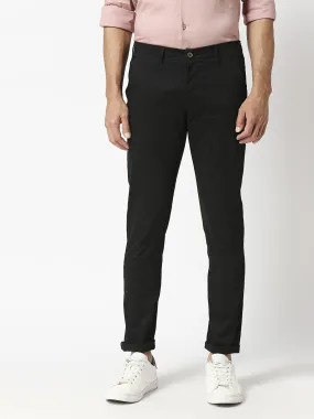 Black Slim Tapered Cotton Stretch Trouser