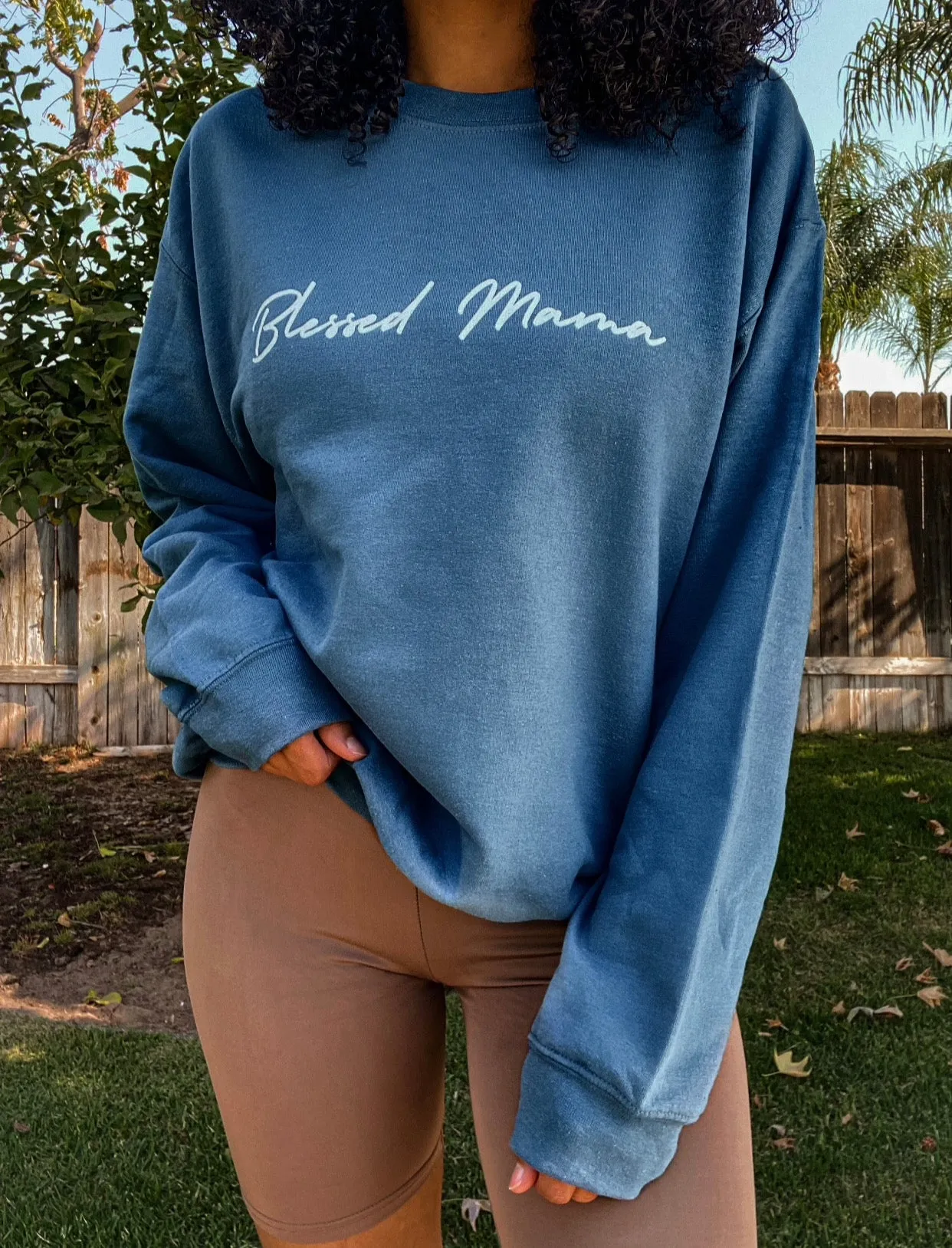 Blessed Mama   Blessed Babe Indigo Sweatshirt Set