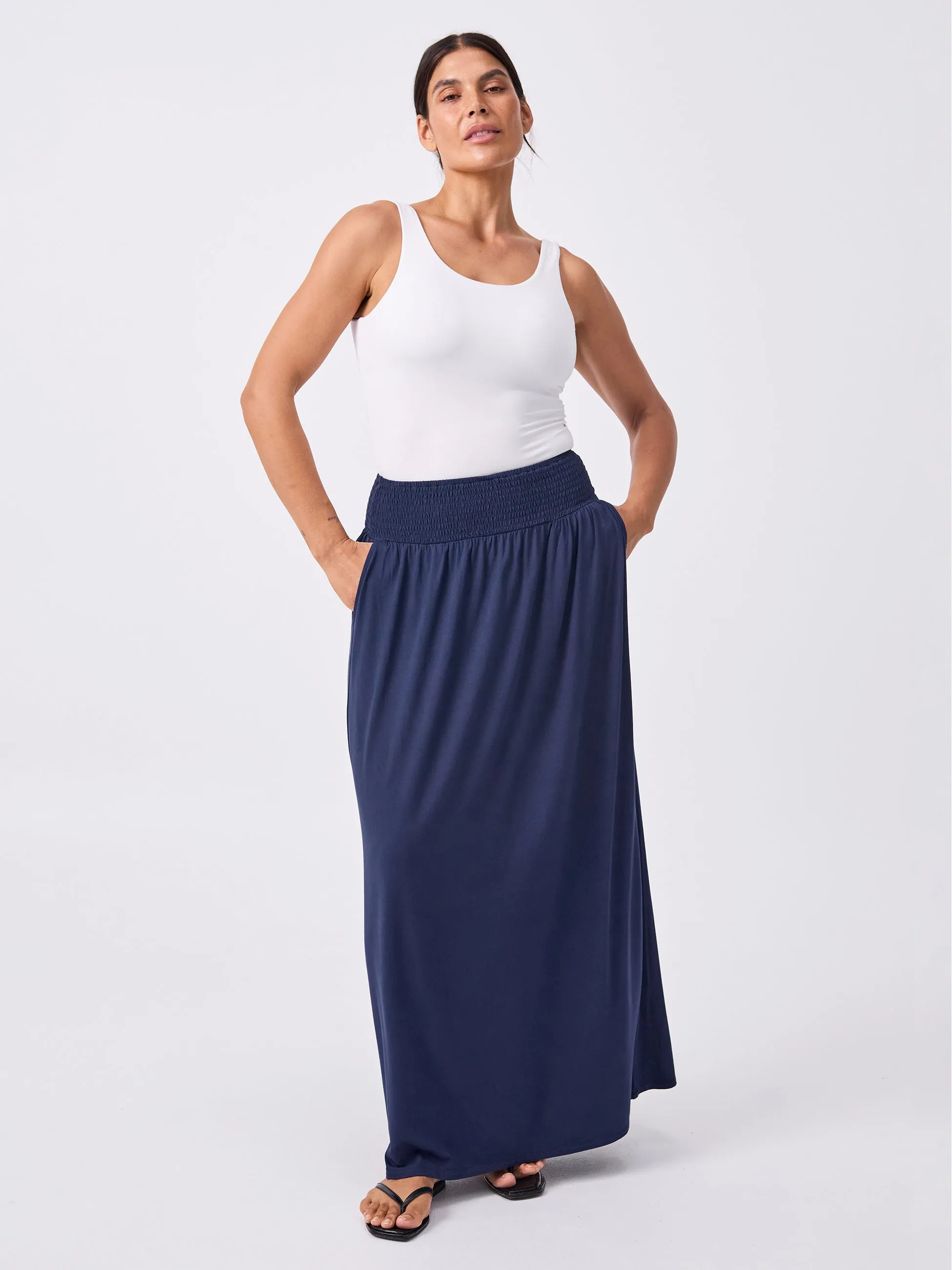 Bliss Rouched Waistband Skirt  - Navy