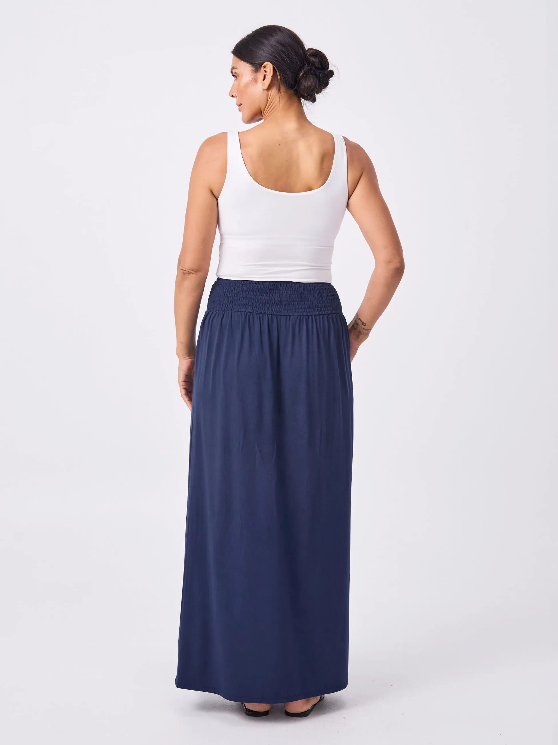 Bliss Rouched Waistband Skirt  - Navy