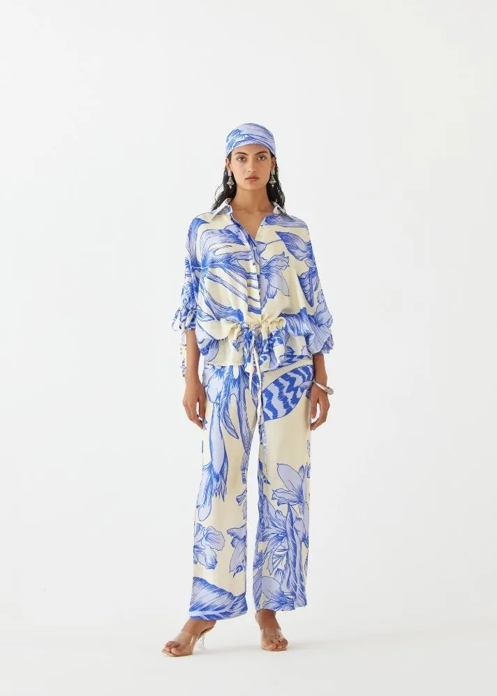 Blue Aphrodite Drawstring Shirt & Trousers