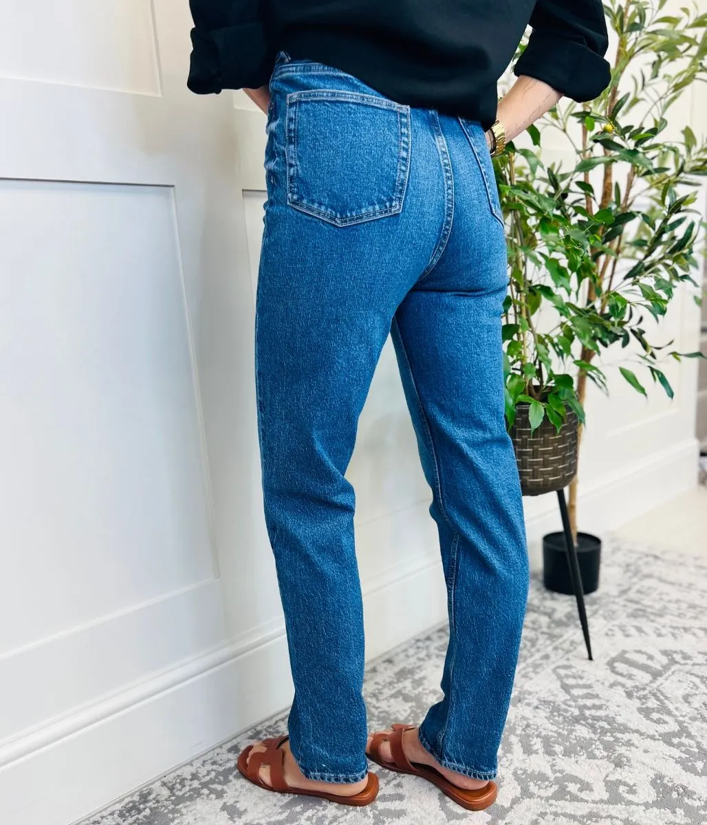 Blue Slim Leg High Rise Jeans