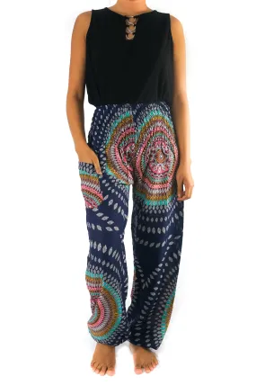 Blue SWIRL Women Boho Pants Hippie Pants Yoga Pants