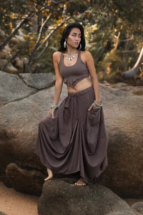 Boho Maxi Skirt Nariya Brown