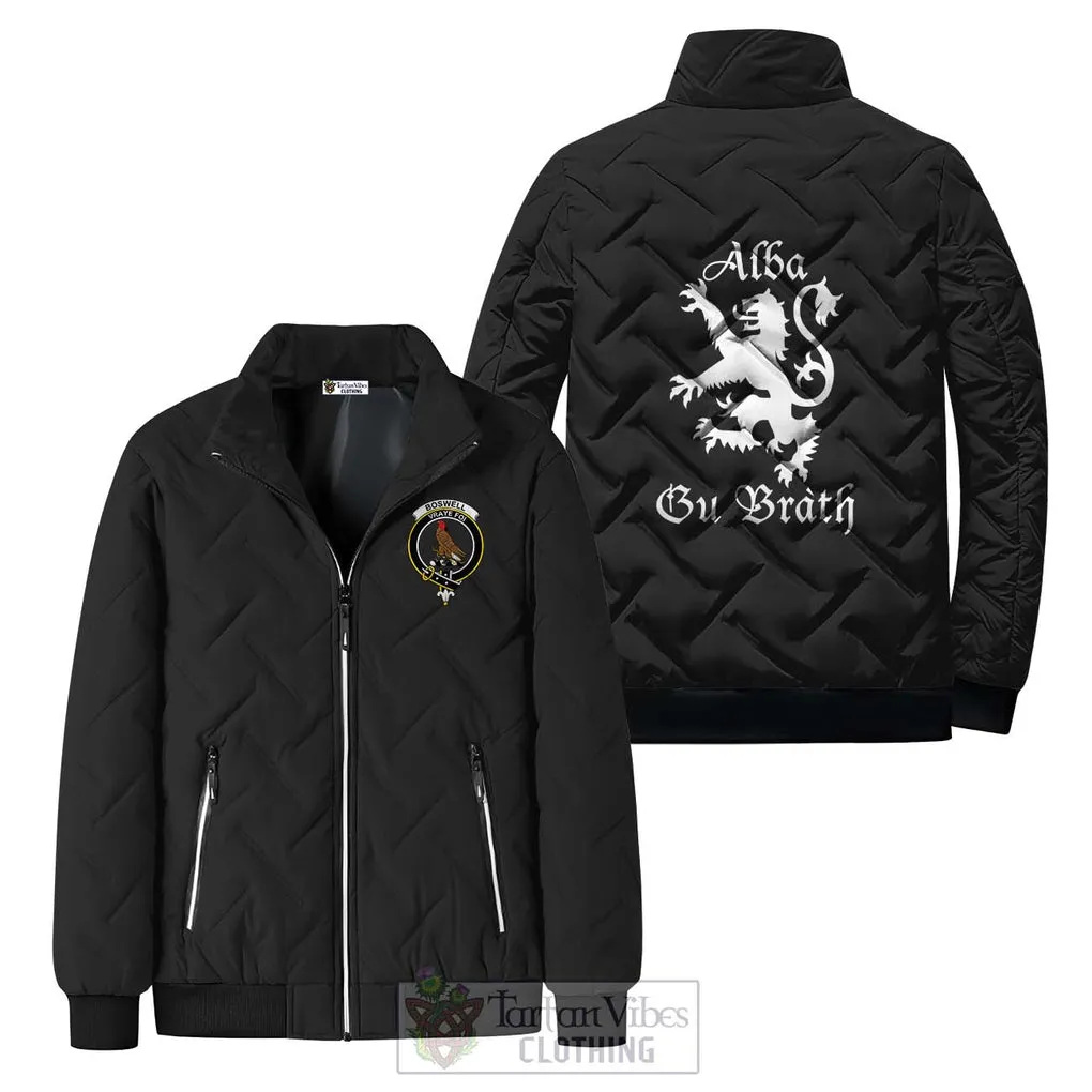 Boswell Family Crest Padded Cotton Jacket Lion Rampant Alba Gu Brath Style