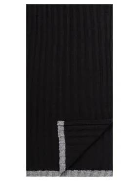 Box-Packaged Men's Uptown Premium Knit Texture Ribbed Scarf - Black