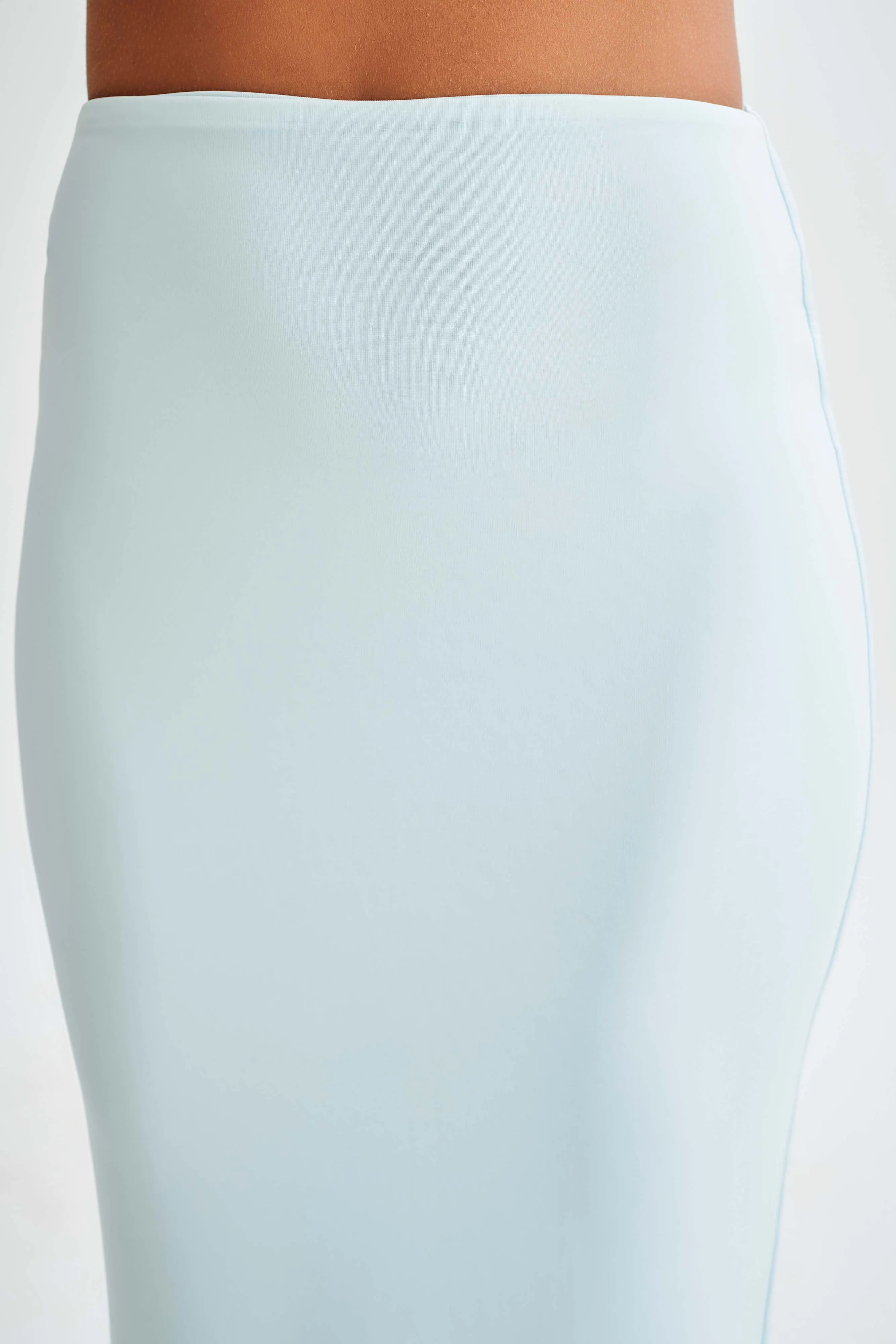 Bruna Slinky Fishtail Maxi Skirt - Sky Blue