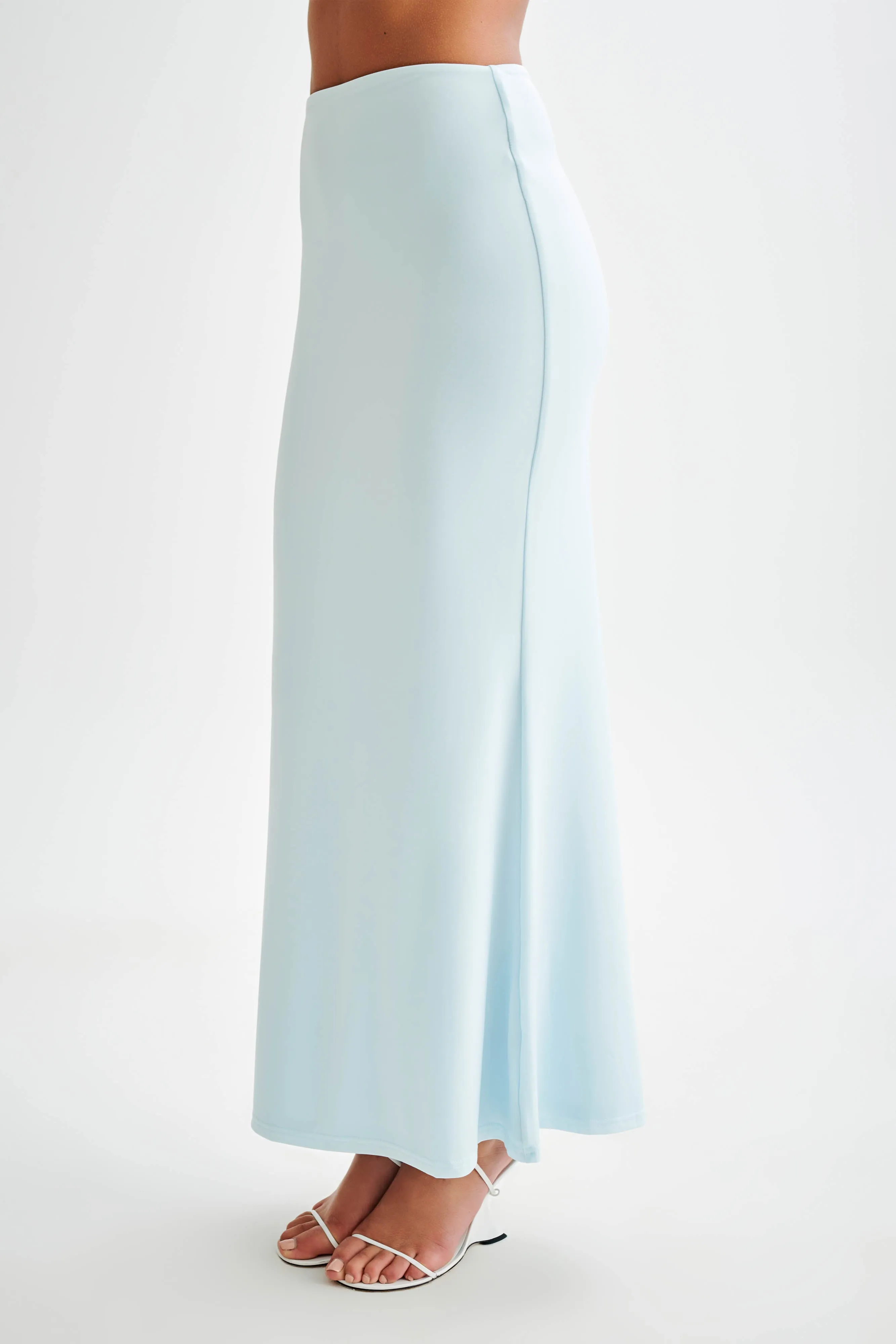 Bruna Slinky Fishtail Maxi Skirt - Sky Blue