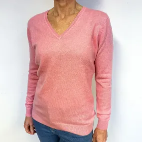 Bubblegum Pink Cashmere V-Neck Jumper Medium