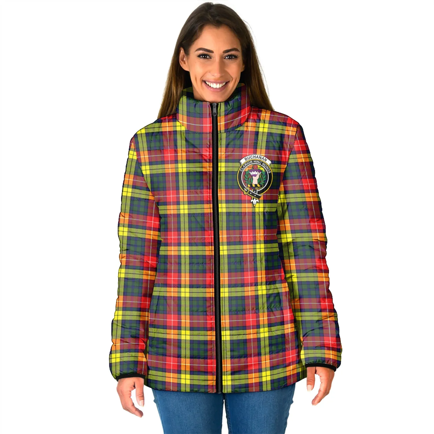 Buchanan Modern Tartan Padded Jacket with Family Crest