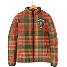 Buchanan Old Set Weathered Tartan Padded Jacket with Family Crest