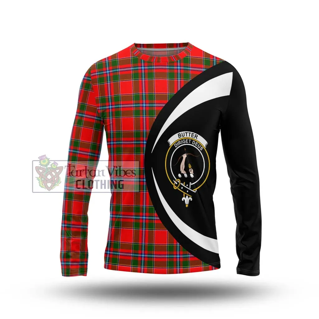 Butter Tartan Long Sleeve T-Shirt with Family Crest Circle Style