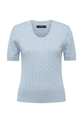 Cable Heritage Cotton Cable Tee - Pale Blue