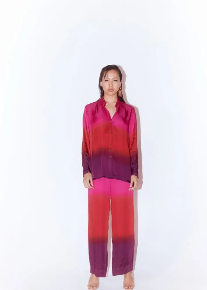 Candy Leheriya Shirt And Pants Co-Ord (Pink/Red/Purple)