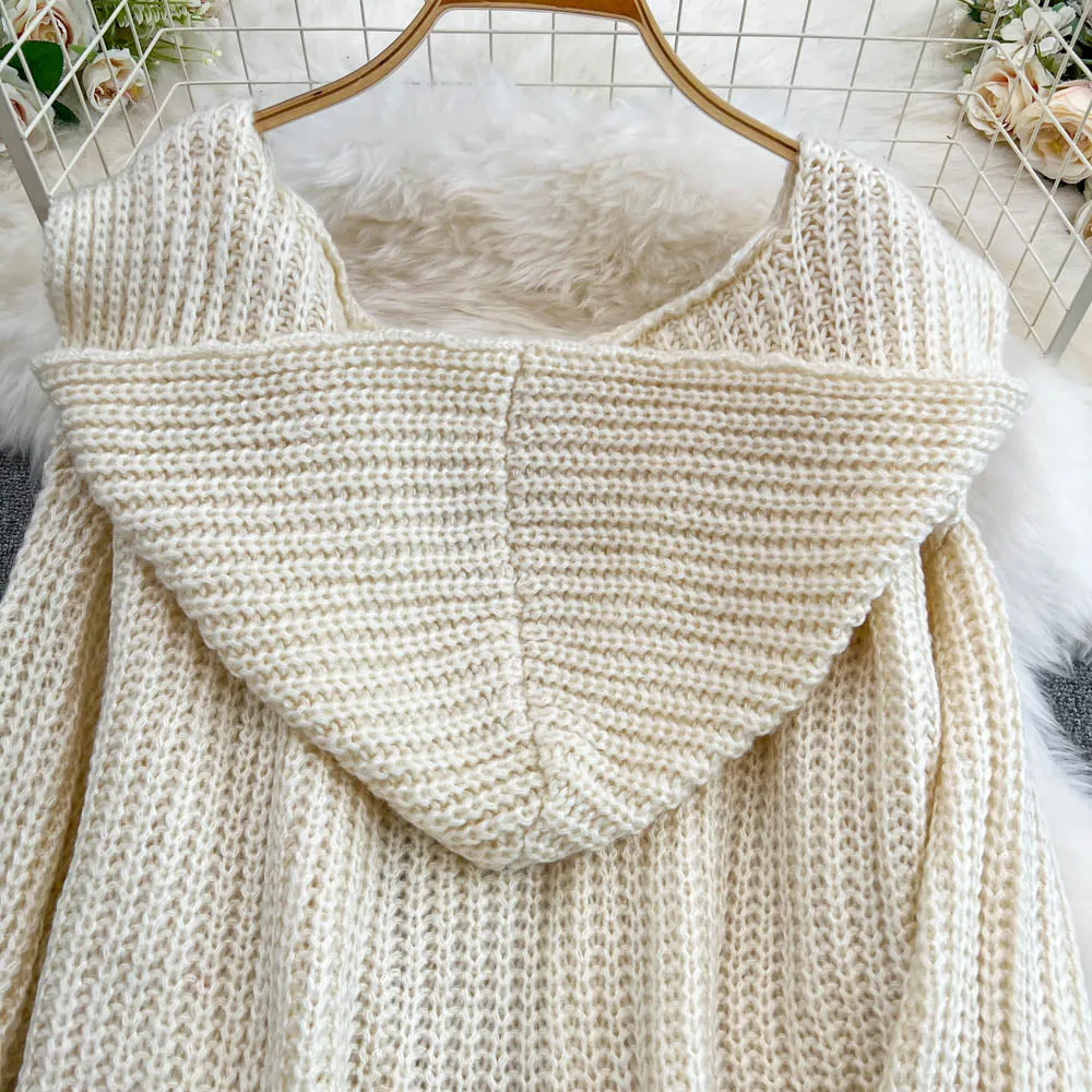 Cardigan&Pleated Slip Dress Knitted 2Pcs