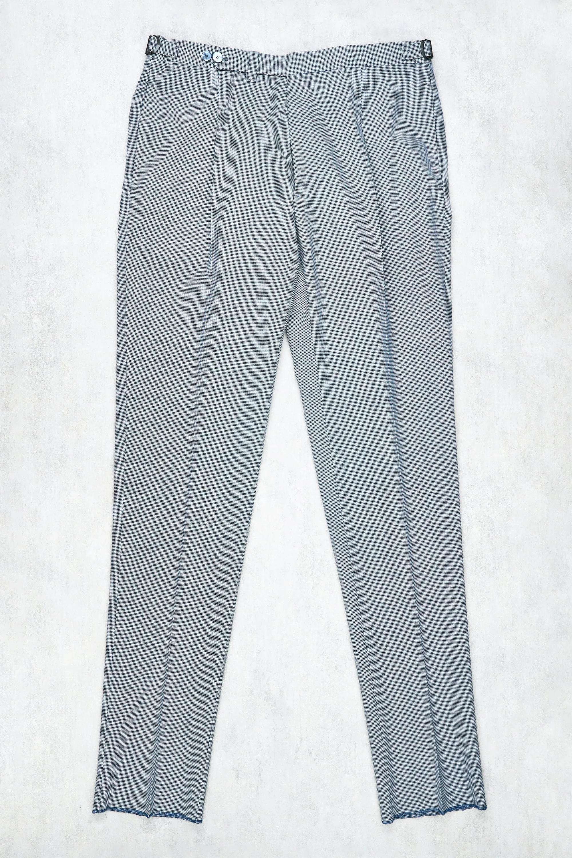 Cesare Attolini Blue/White Mini Houndstooth Wool Suit