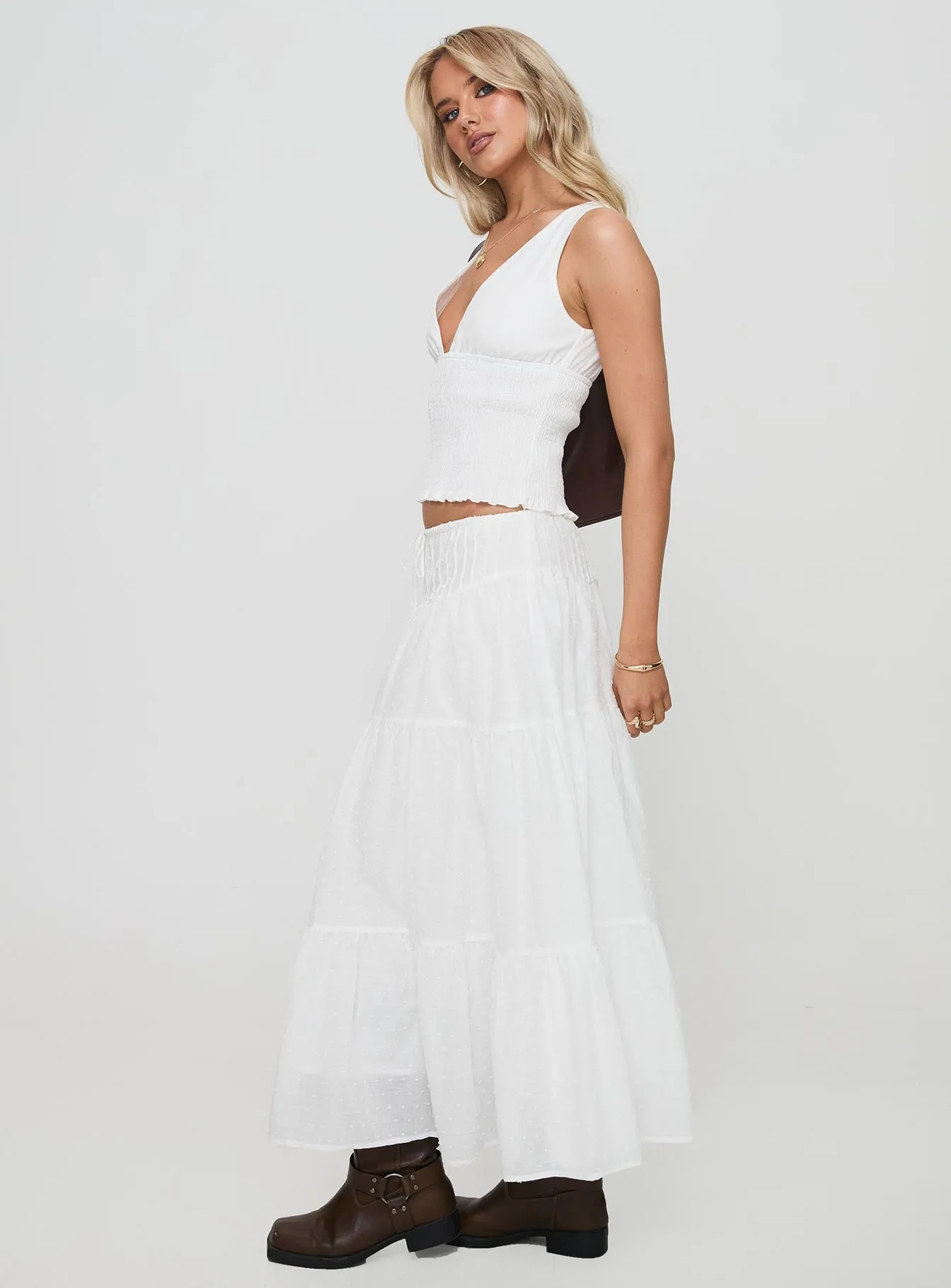 Cherry On Top Maxi Skirt White