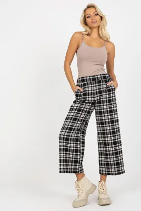 Chic Checkered Wool Pants for Women with Practical Side Pockets