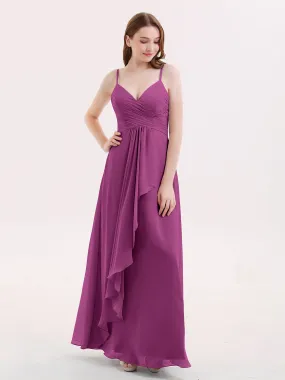 Chiffon Bridesmaid Dresses with Cascade Skirt-Orchid