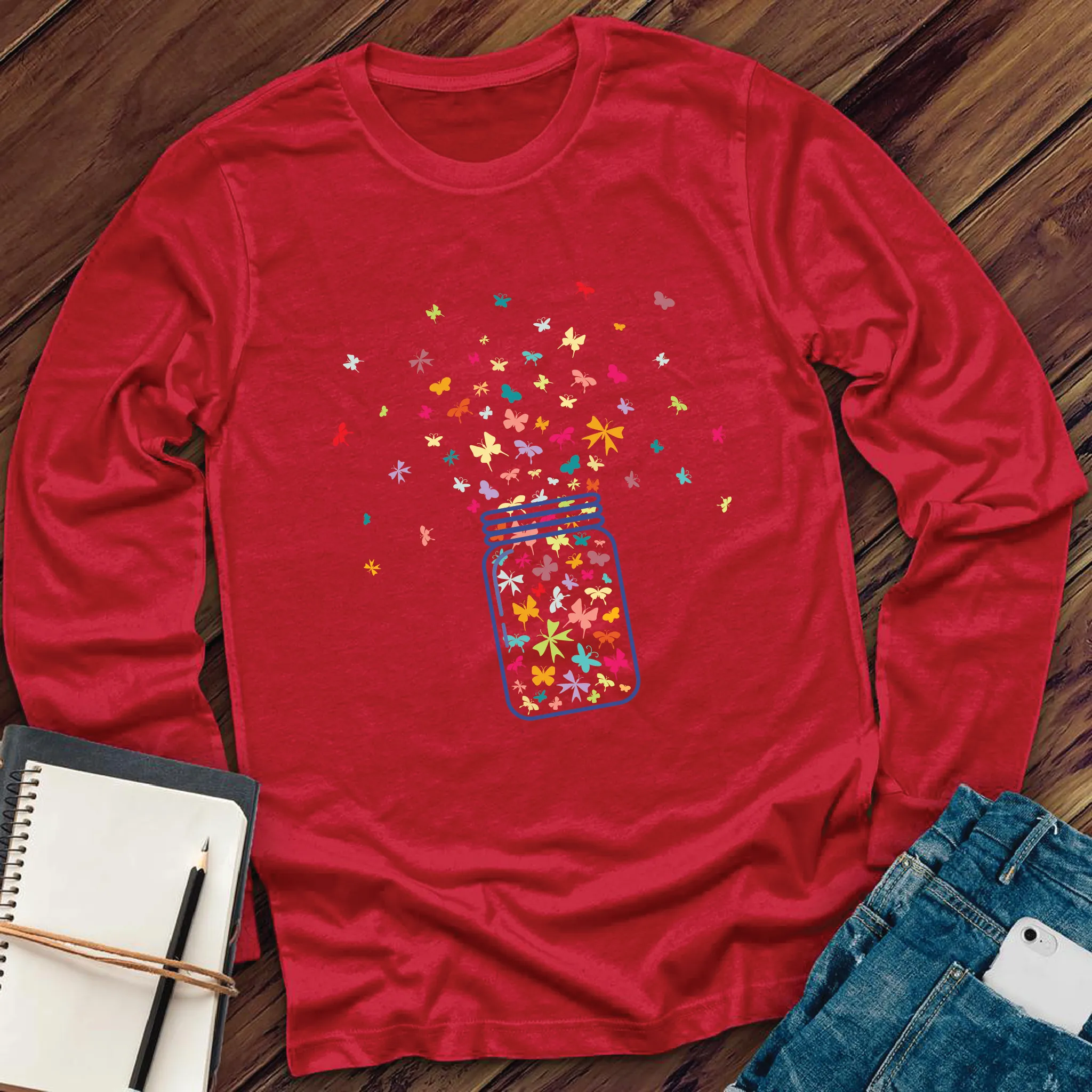 Colorful Butterfly Jar Long Sleeve